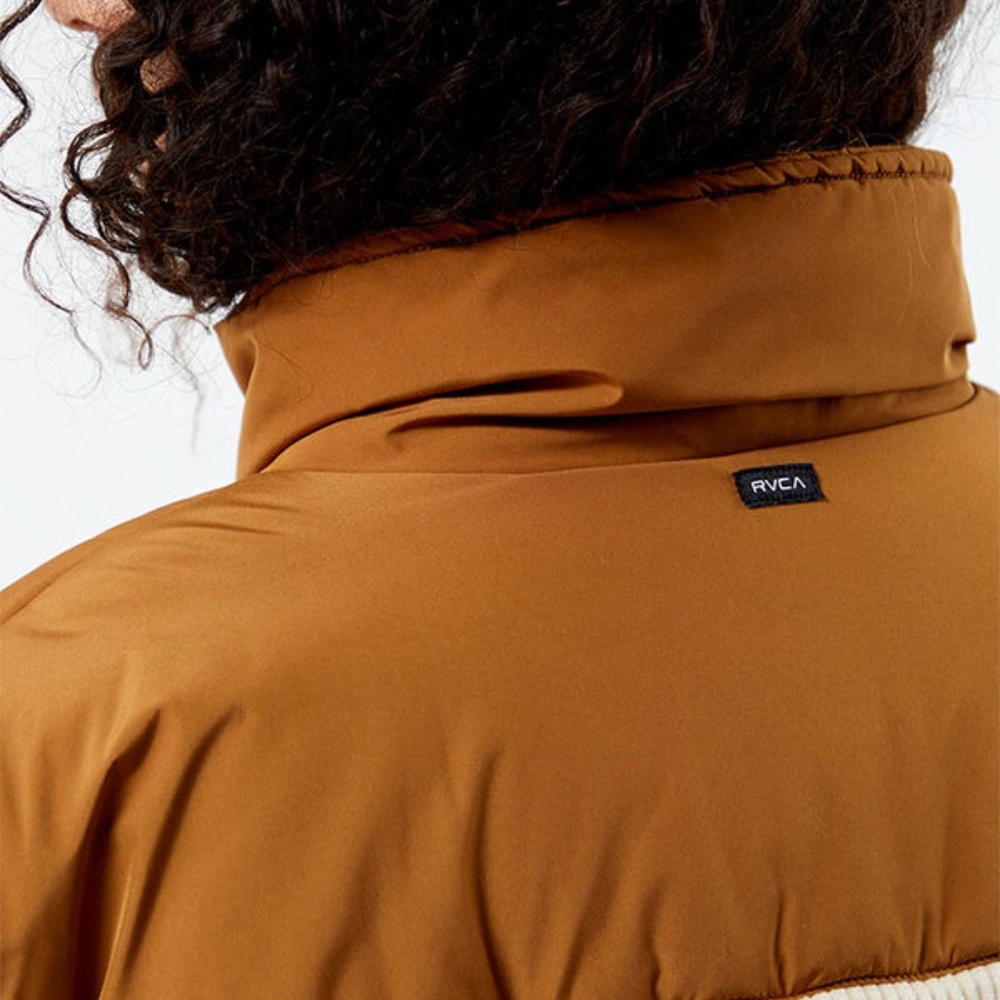 NWT RVCA Eezeh Peaasy Puffer Jacket, Brown and Cream, XS - Picture 2 of 11